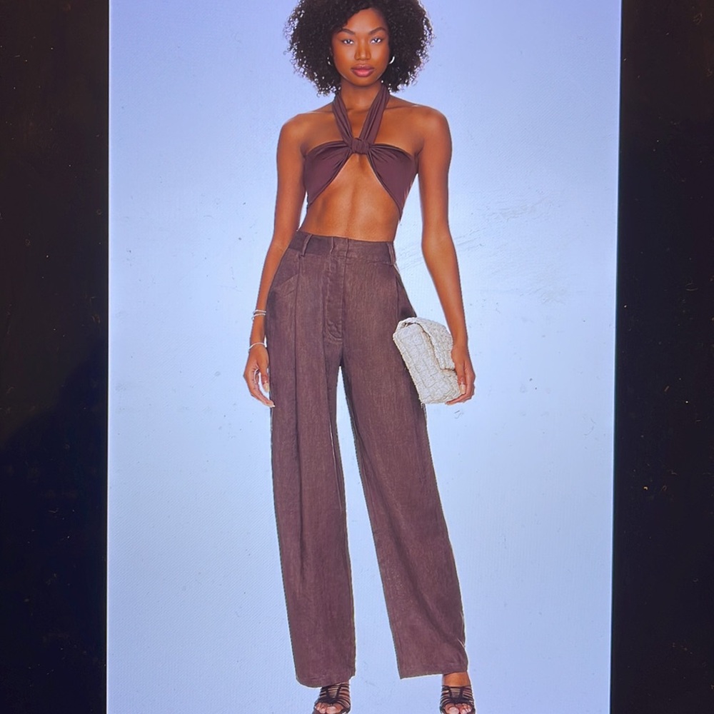 AEXAE High Rise Linen Trouser - Picture 4 of 11